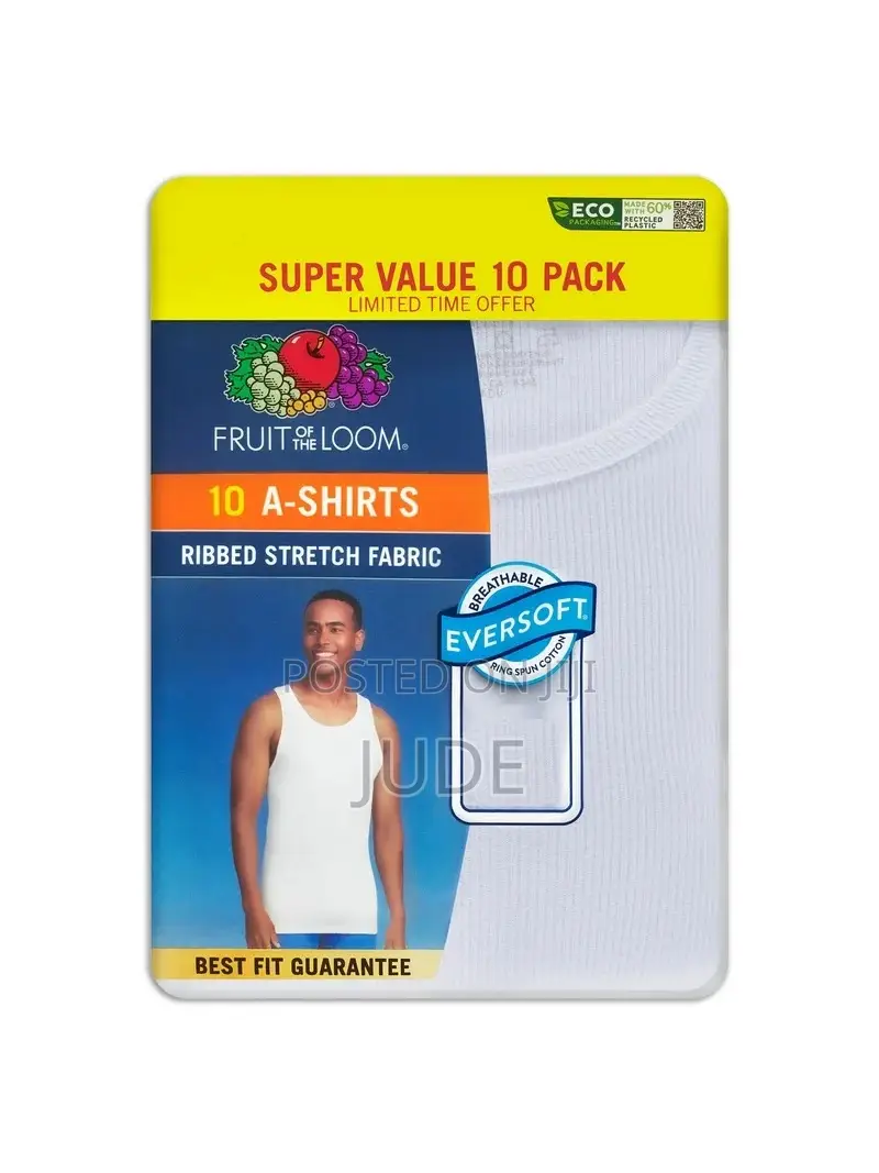 (10 Pieces)Fruit of the Loom White Singlet