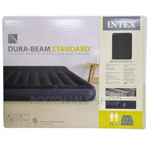 Intex Queen Standard Pillow Rest Air Mattress Bed With Electric Pump
