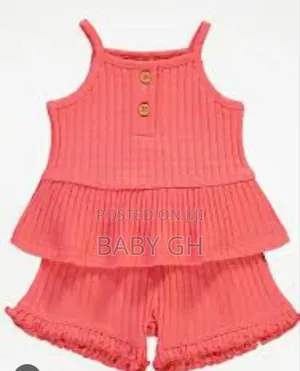 Babies George Coral Ribbed Top and Short Set