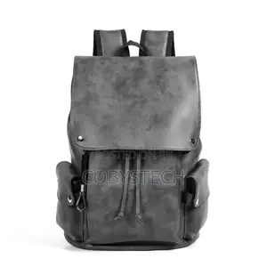 Pu Leather Backpack Unisex- Brown/Black/Grey