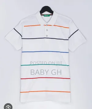 M S Cotton White Stripped Tshirt