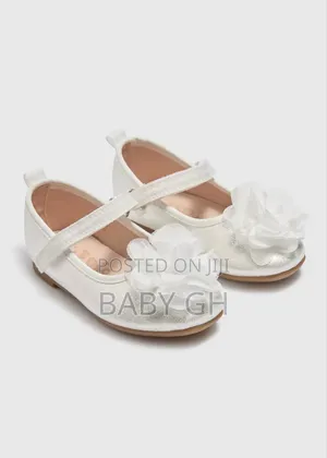White Matalan Floral Glitter Ballerina Shoes