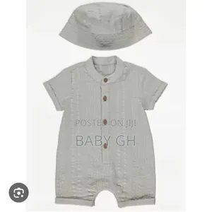 George Gray Babies Crinkle Romper and Hat