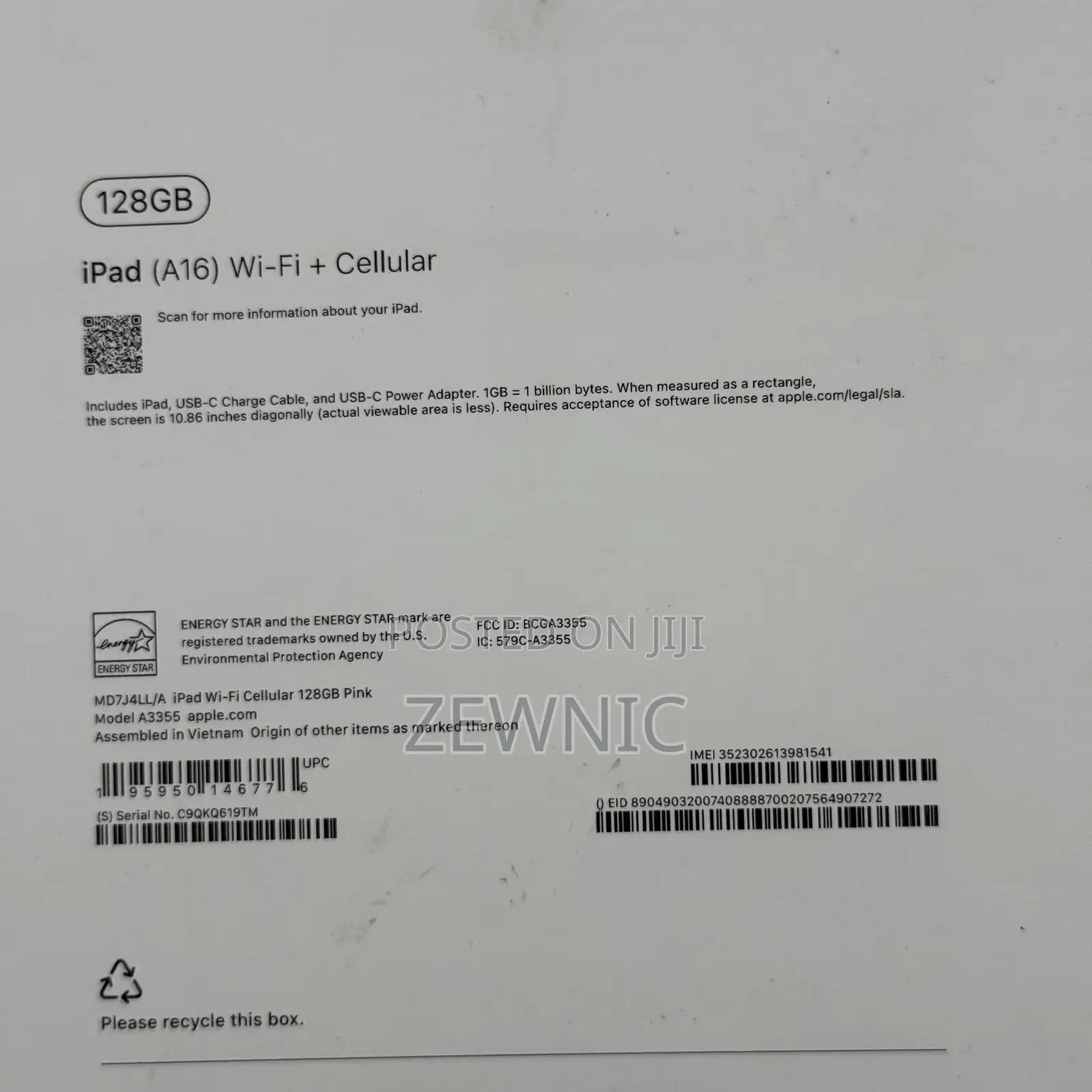 New Apple iPad (2025) 128 GB Pink