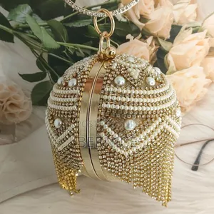 Luxury Pearl Crystal Evening Clutch Bag 