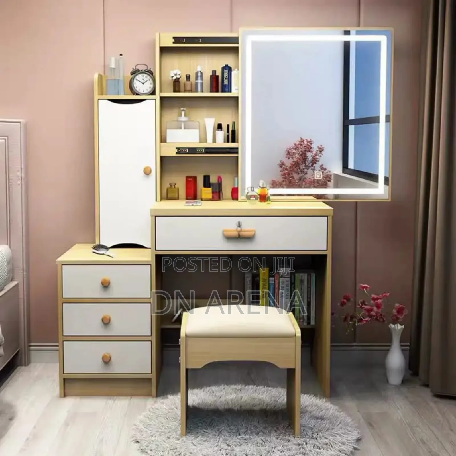 Dresser Makeup Station Vanity Table Set With Led Mirror