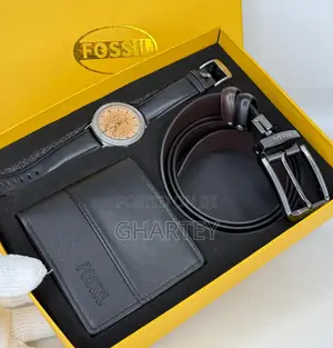 Fossil Men’S Premium Gift Set – Watch, Wallet Belt Combo