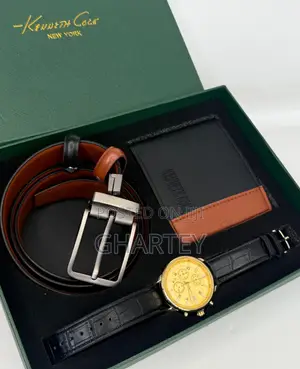 Kenneth Cole Men's Luxury Gift Set-Watch, Wallet Belt Collection