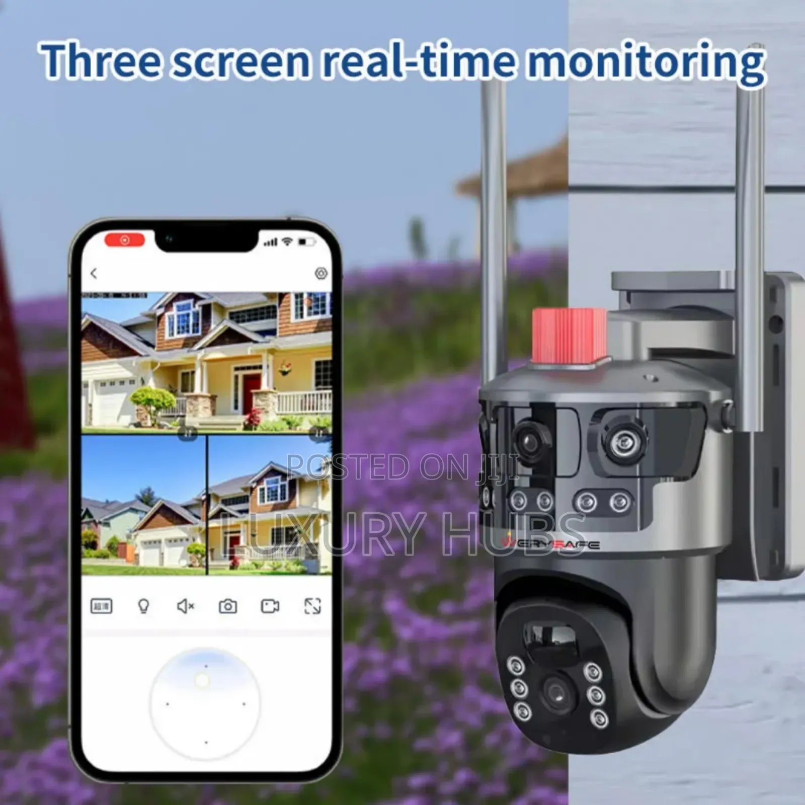 4lens 3 Screens 12mp Hd Outdoor Surveillance Wireless CCTV Camera