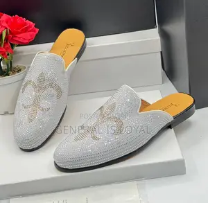 Billionaire White Rhinestone Men Slippers