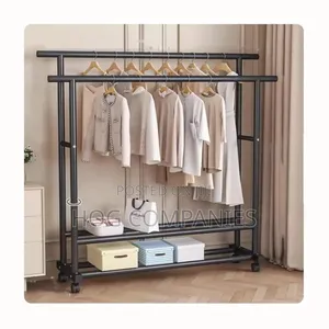 Double Pole Trolley Clothes Coat Metal Hanger Rack- Fast Delivery 2hrs