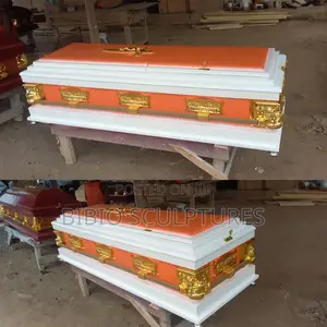 High Quality White and Orange Designer Casket