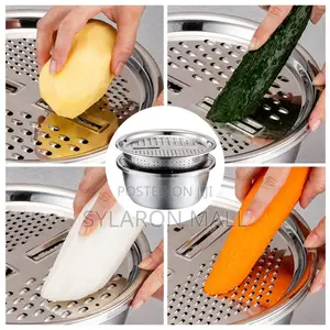 3-in-1 Stainless Steel Basin, Colander Grater Set
