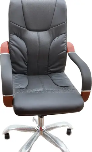 Executive Leather Chair With Wooden Armrests
