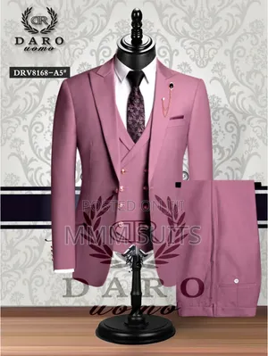 Quality 3-Piece Turkish Men Suit With Gold Buttons in Peach Colour