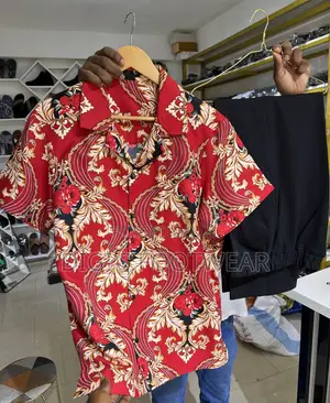 Red Floral Two Piece Casual Wear