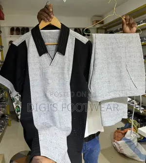 Ash and Black Woolen Material Two Piece Wear