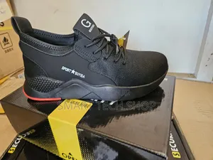 Black Red Breathable Soft Safety Work Shoes With Steel Toe And Kevlar