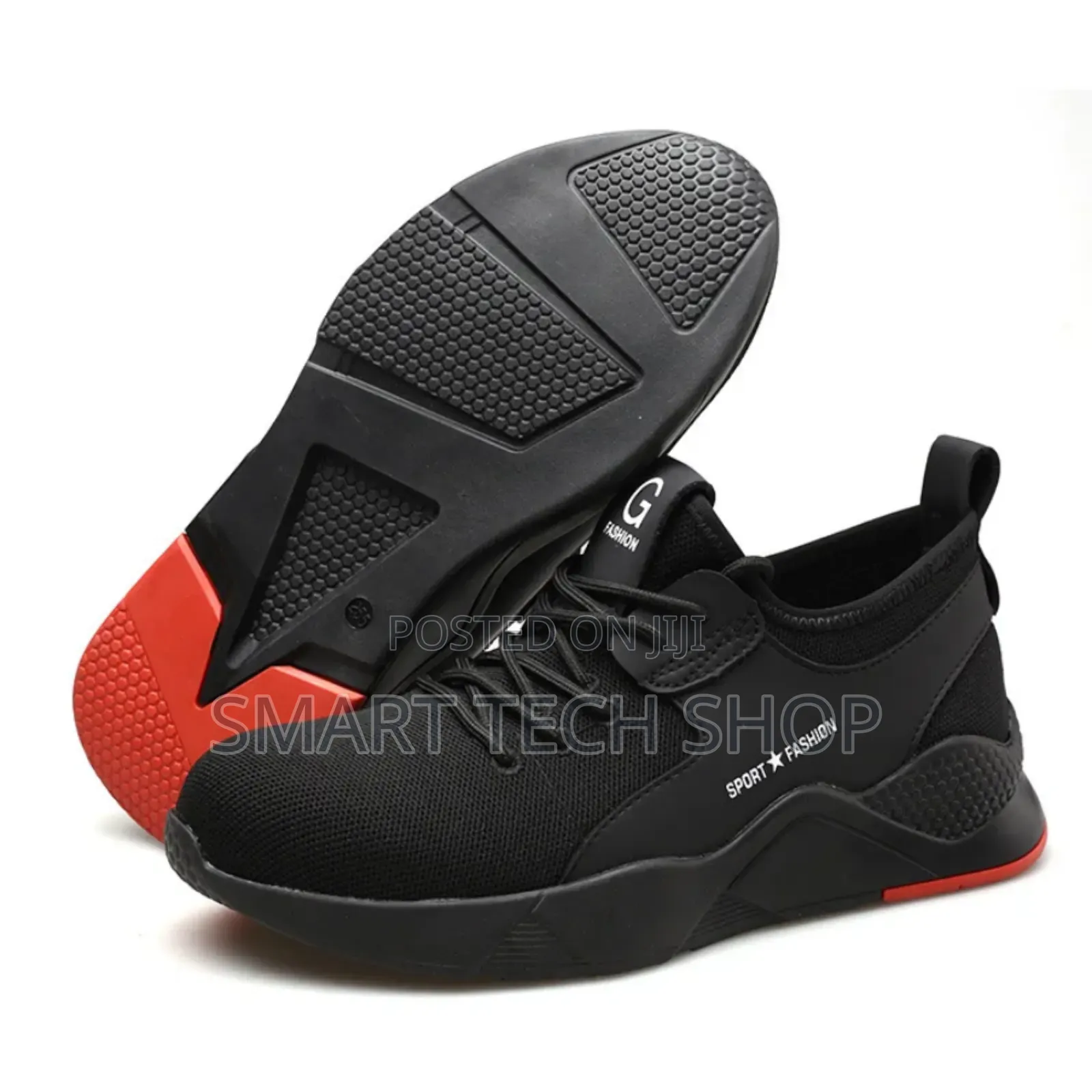 Black Red Breathable Soft Safety Work Shoes With Steel Toe And Kevlar