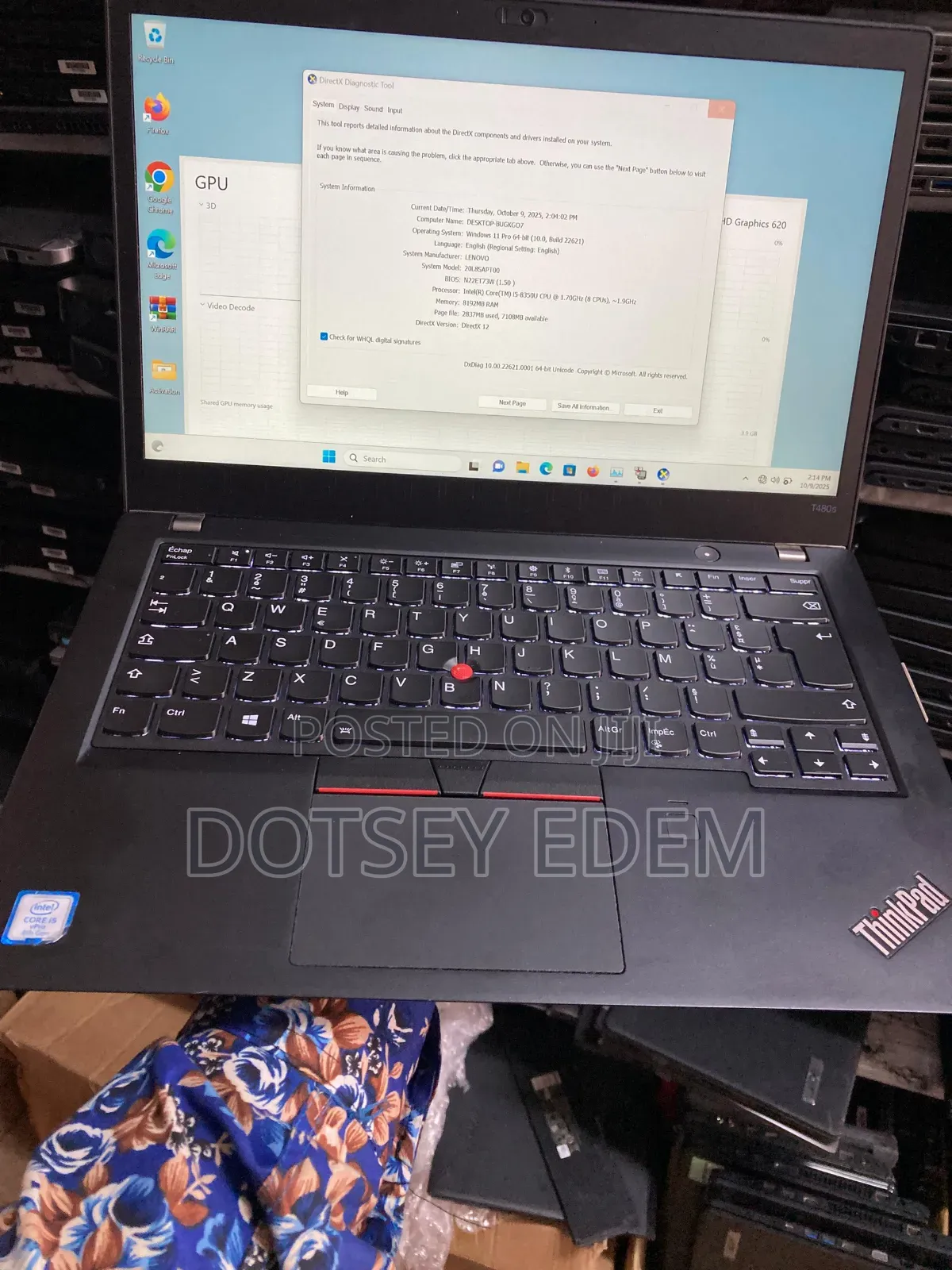 Laptop Lenovo ThinkPad T480s 8GB Intel Core I5 SSD 256GB