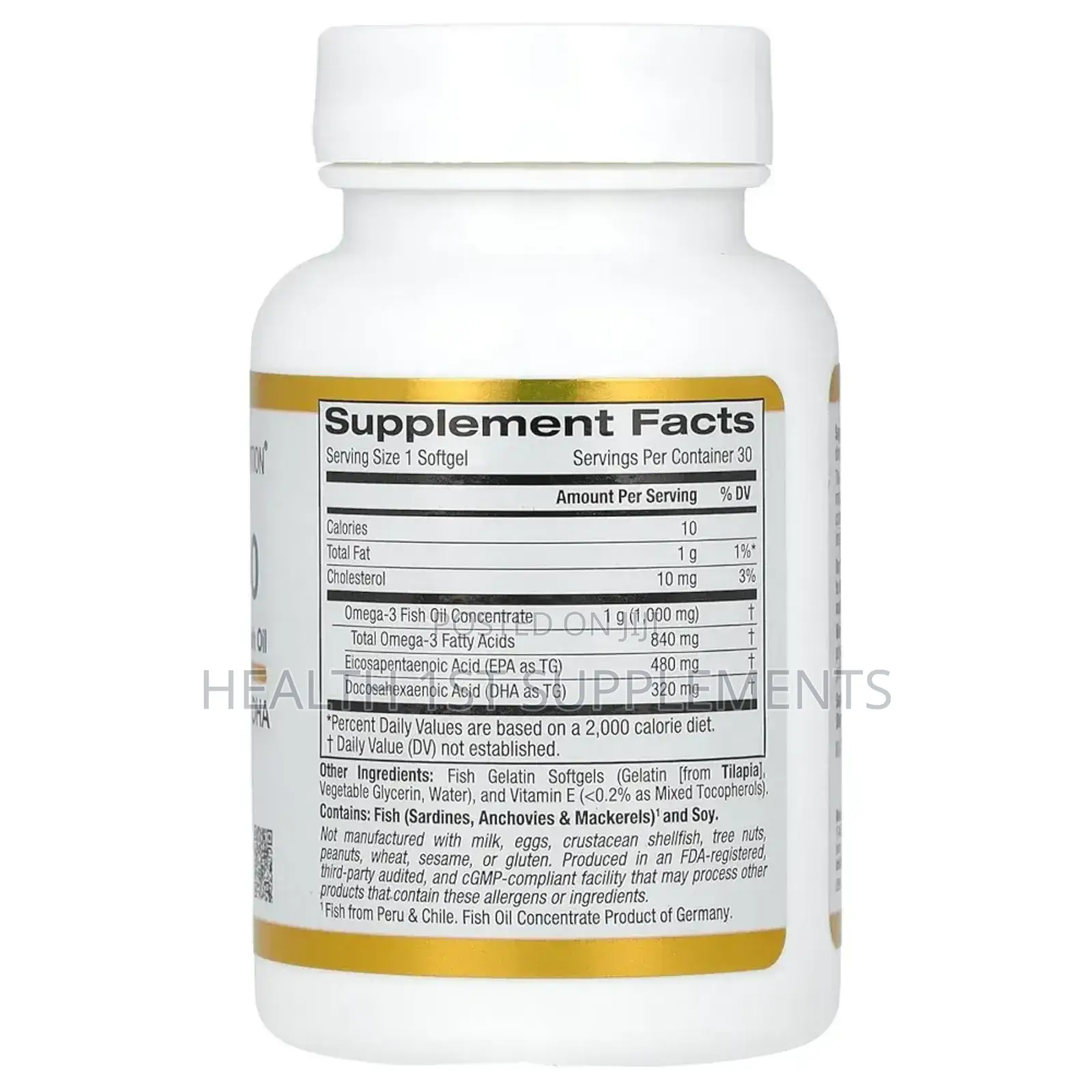 Ultra Omega-3 Fish Oil, Brain, Heart, Nerve Joint Health 30 Softgels
