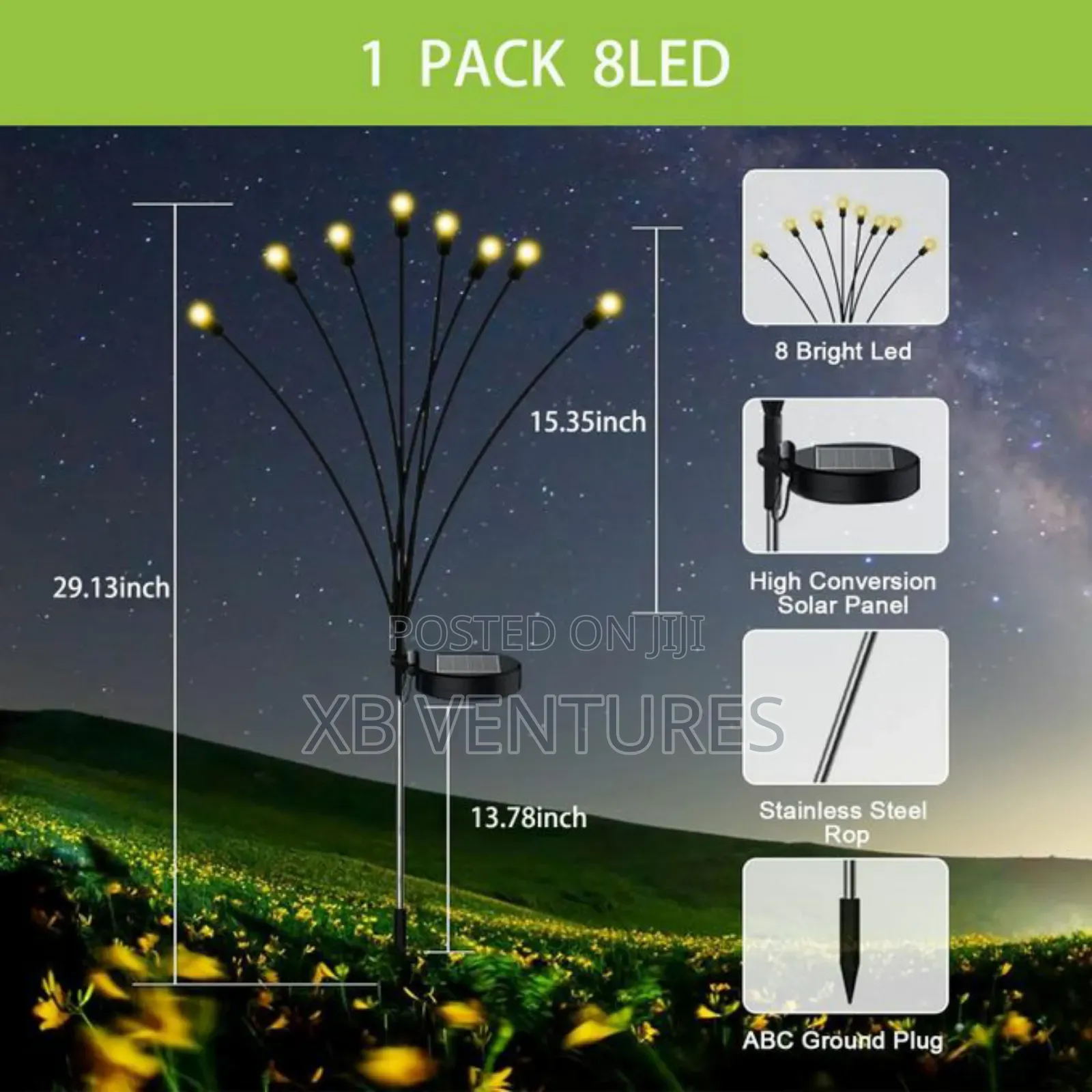 1 Pack 8 Solar Garden Decorations Lights, Firefly Lights