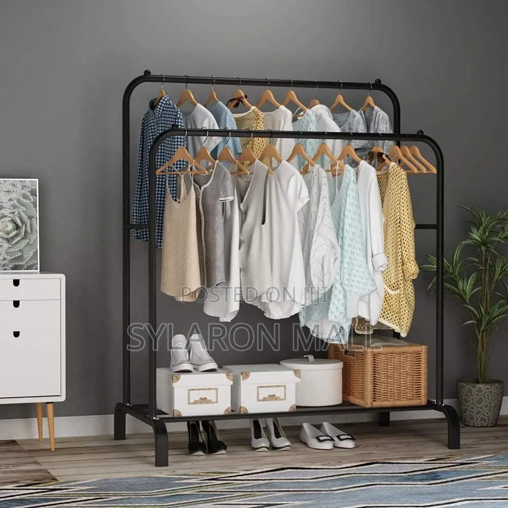 Heavy-Duty Clothing Rack With Bottom Storage