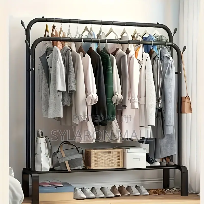 Heavy-Duty Clothing Rack With Bottom Storage