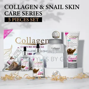 Snail Collagen Face Cream, Serum Soap Anti-Aging Anti-Acne 5pcs Set