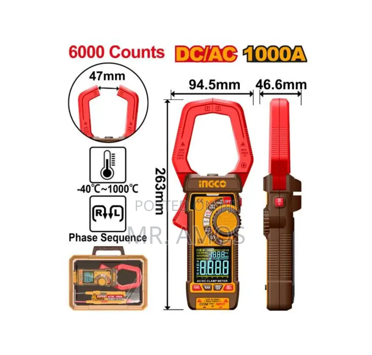 1000a Ac/Dc Clamp Meter With 6000 Counts - Dcm610002