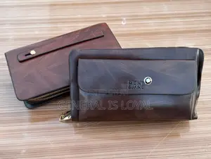 Leather Mont Blanc Men’S Hand Cluth  Double  Zip