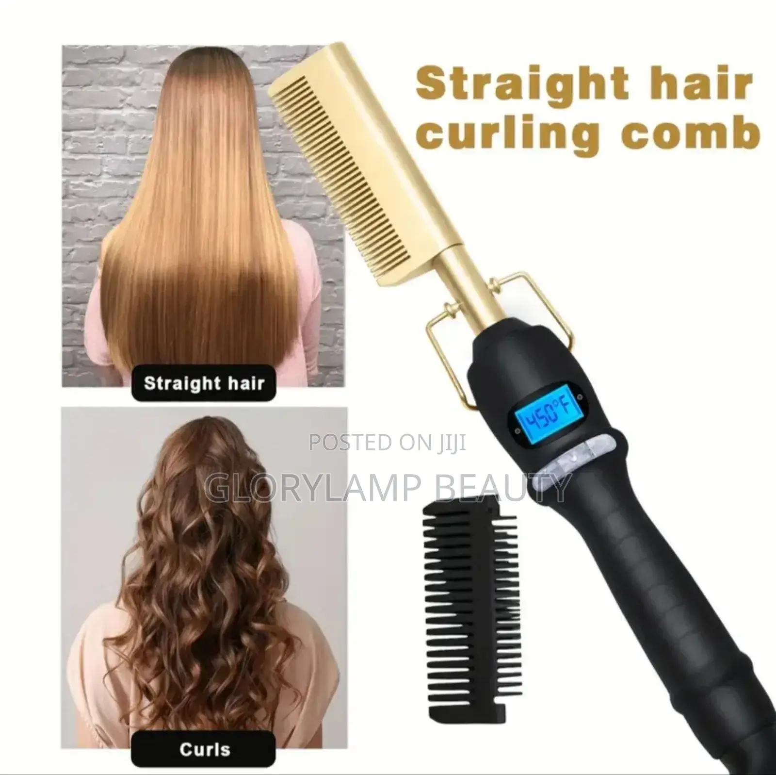 Professional Titanium Electric Hot Comb Hair Straightener 450f