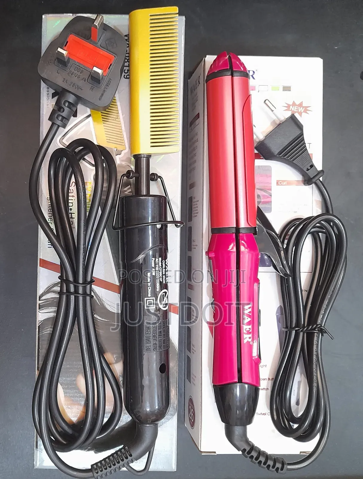 Hot Comb + Straightener With Curler Package.