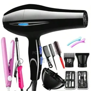 Hair Dryer, Straightener, and Curler Set