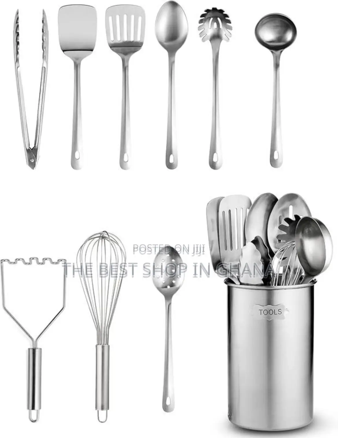 Finedine 10-piece Stainless Steel Kitchen Utensils Holder Set