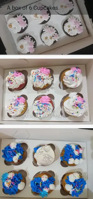 6 Cupcakes With Whipped Cream for Val's Day