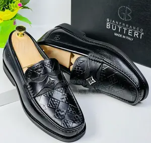 Gianfranco Butteri Black Color Men Leather Loafers Shoe