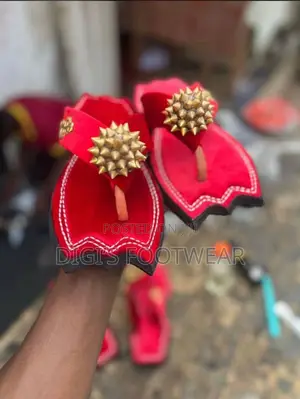 Red Suede Kotoko Ahenema/ Chawchaw Slippers