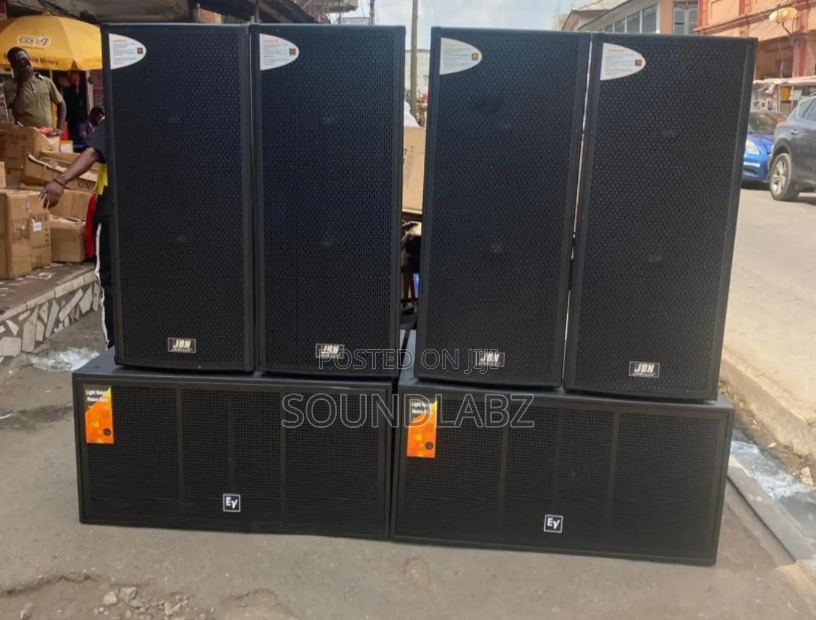 2pairs Of Jbn Full Range And A Pair Of Ev Double Bass Speakers