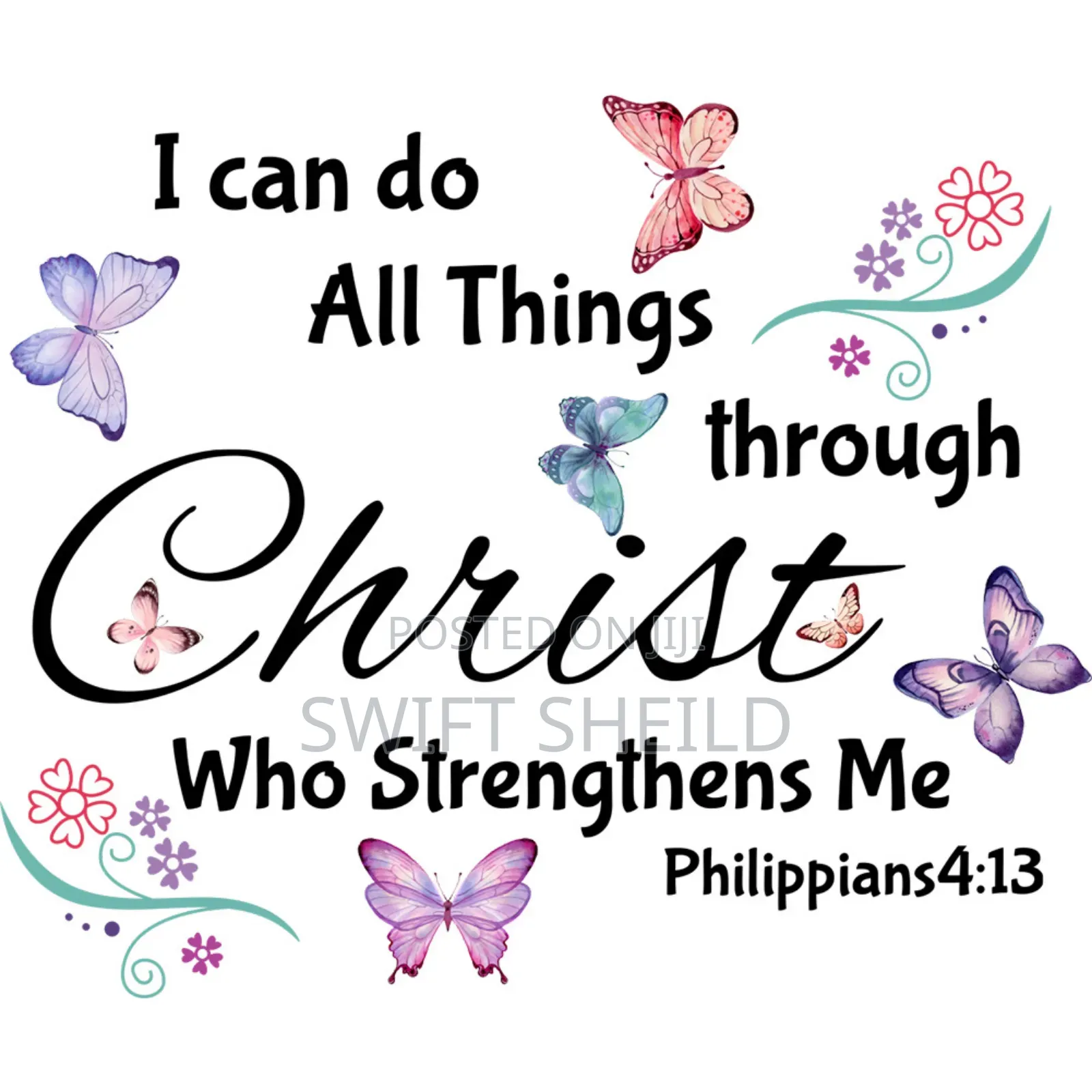 Philippians 4:13 Wall Room Butterfly Decor Sticker