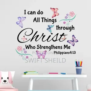 Philippians 4:13 Wall Room Butterfly Decor Sticker
