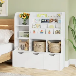 Bookshelf for Nursery Playroom With 3 Removable Bins