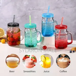 Rainbow Mason Jar Sippers (With Straw)