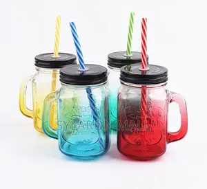 Rainbow Mason Jar Sippers (With Straw)