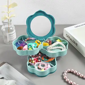 Rotating Jewelry Storage Box With Mirror