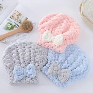 Ultra-soft Microfiber Hair Drying Cap With Bow Tie