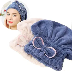 Ultra-soft Microfiber Hair Drying Cap With Bow Tie