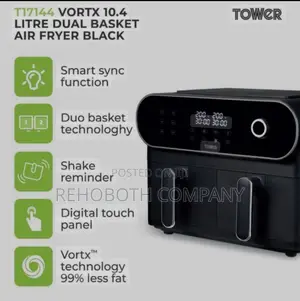 Tower Vortx T17144 10.4l Dual Basket Air Fryer 1700w,