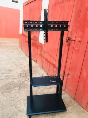 Professional Mobile Tv Mount With Dual Shelves and Wheels
