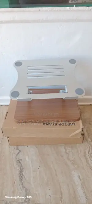 Adjustable Laptop Stand With Wood Base
